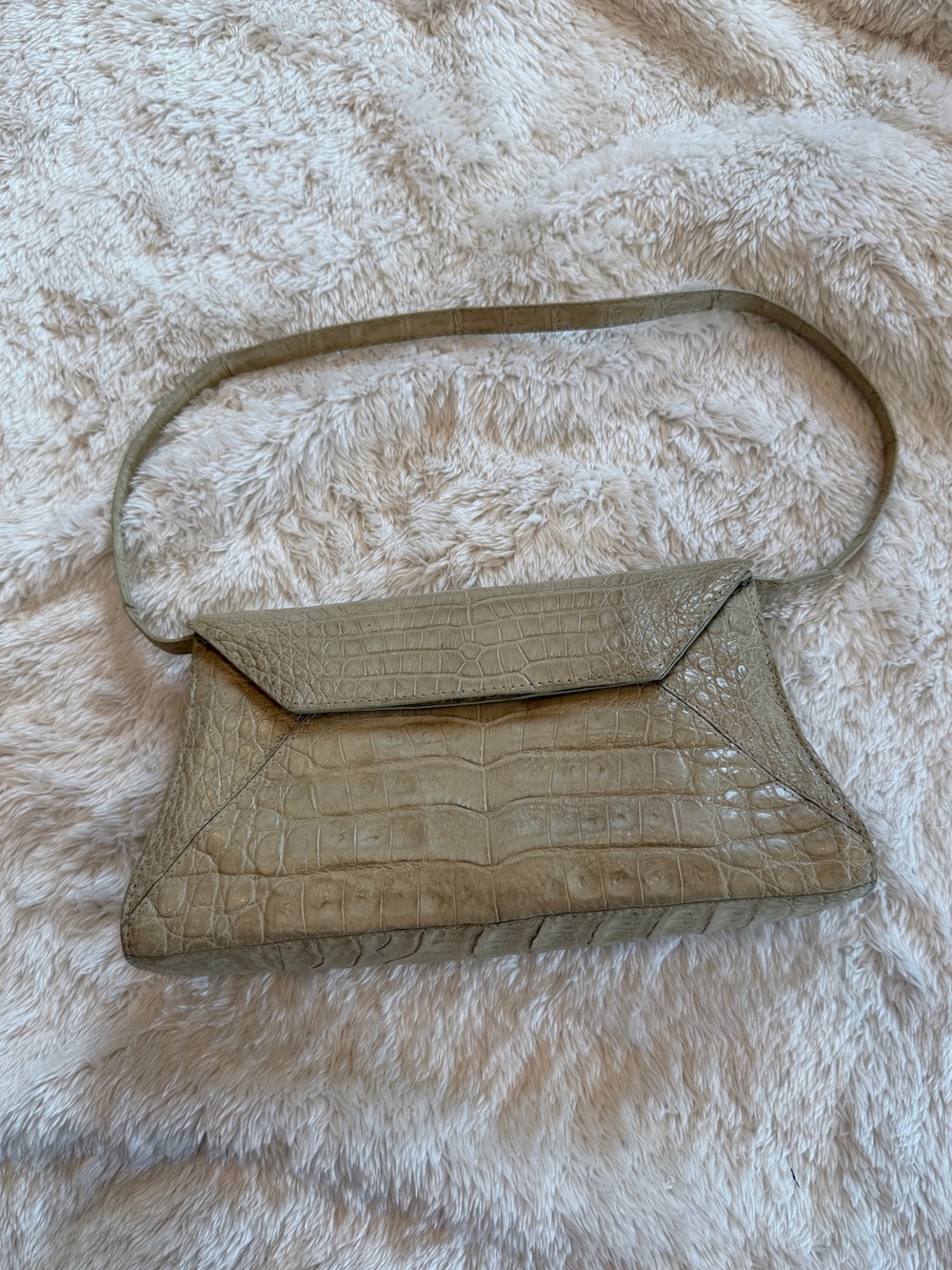 Genuine Crocodile Beige Shoulder Bag